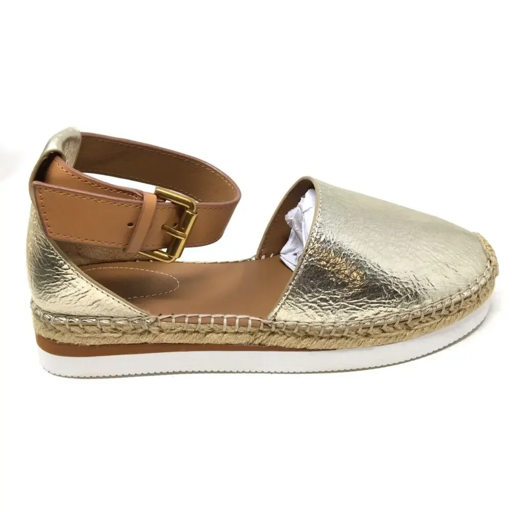 See by Chloe Glyn Women's Size 39 Metallic Gold Closed-Toe Platform Sandals - Picture 5 of 8